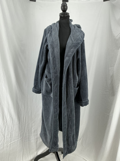 Dark Gray Fleece Hooded Robe Size L/XL