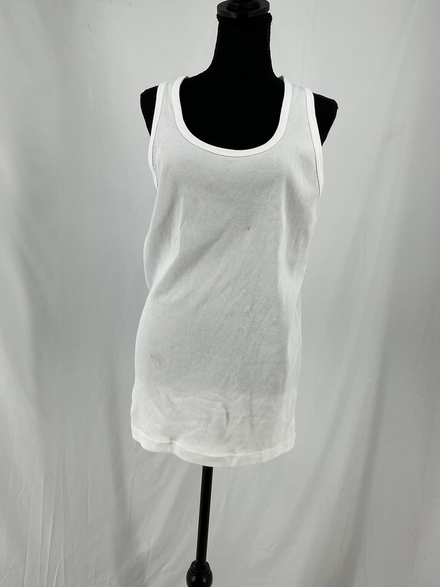 UNIQLO White Ribbed Tank Top Size L