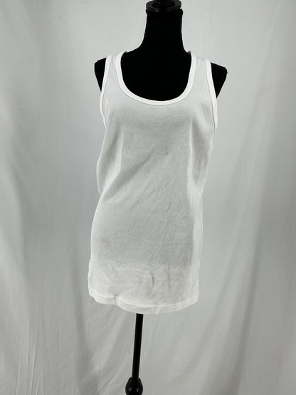 UNIQLO White Ribbed Tank Top Size L