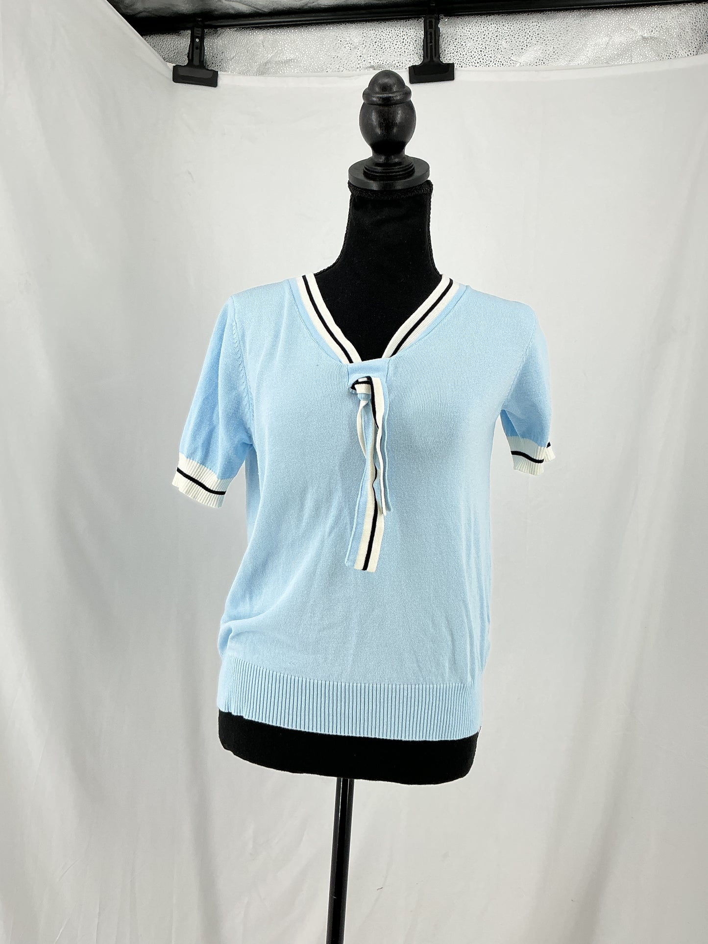 IBSORGE Light Blue Tie-Front Knit Top Size S