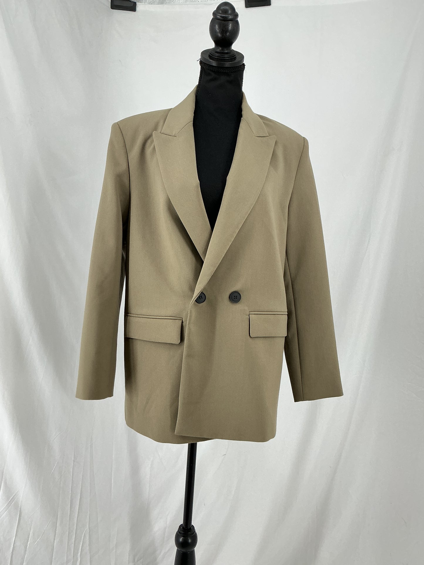 ZARA Minimalist Taupe Double Breasted Oversized Blazer Size S