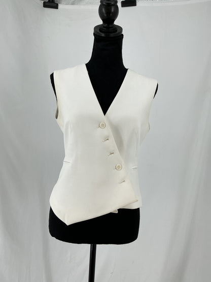 ZARA White Minimalist Asymmetrical Suiting Vest Size S