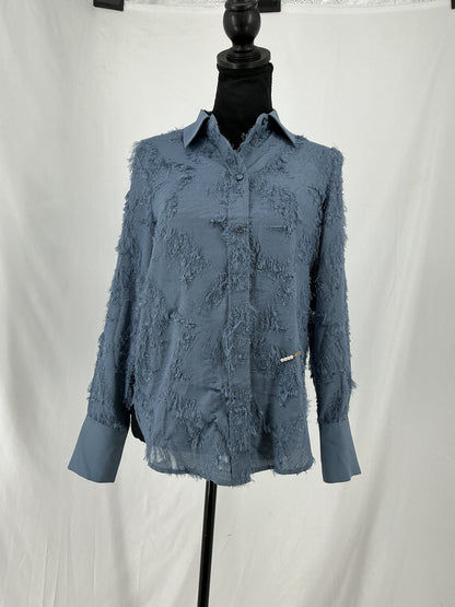 H&M Classic Blue Pinstripe Oversized Button-Down Shirt Size XS