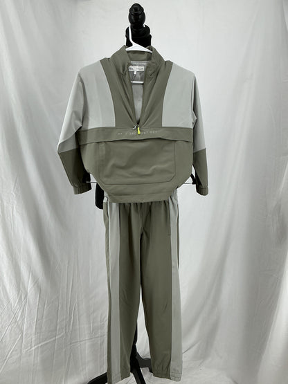 ZARA Kids Grey and Olive Green Color Block Windbreaker Set Size 128cm