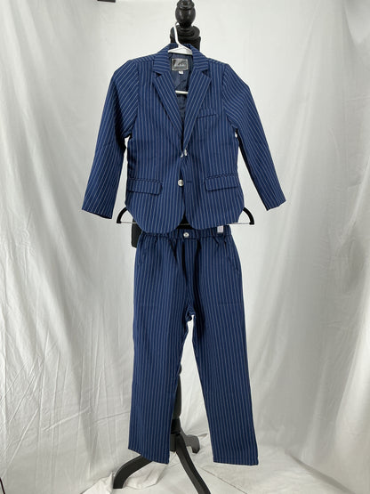Kids Navy Pinstripe Single Breasted Suit Size 130