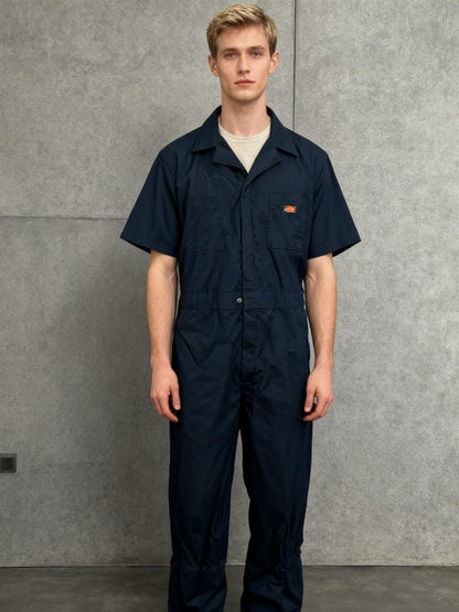 DICKIES Short Sleeve Navy Blue Work Coveralls Size XL