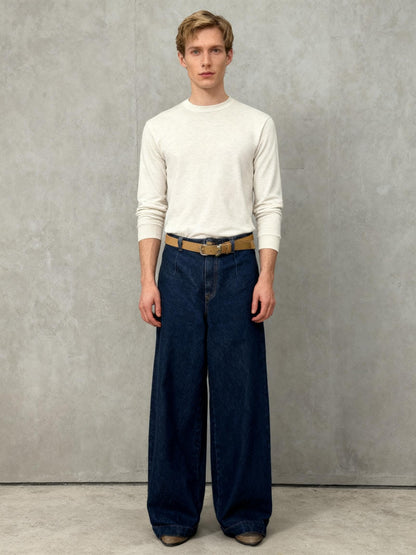 ZARA Blue Jeans With Brown Belt Size 6