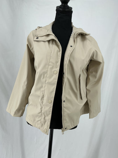 ZARA Kids Khaki Short Hooded Zip-Up Jacket with Striped Lining Size 148cm