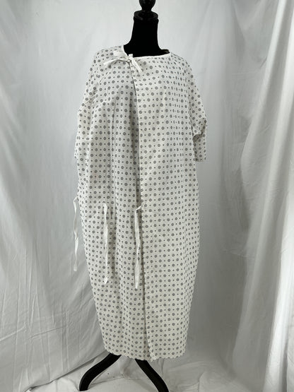 Patterned Cotton Blend Medical Patient Gown with Tie Closure