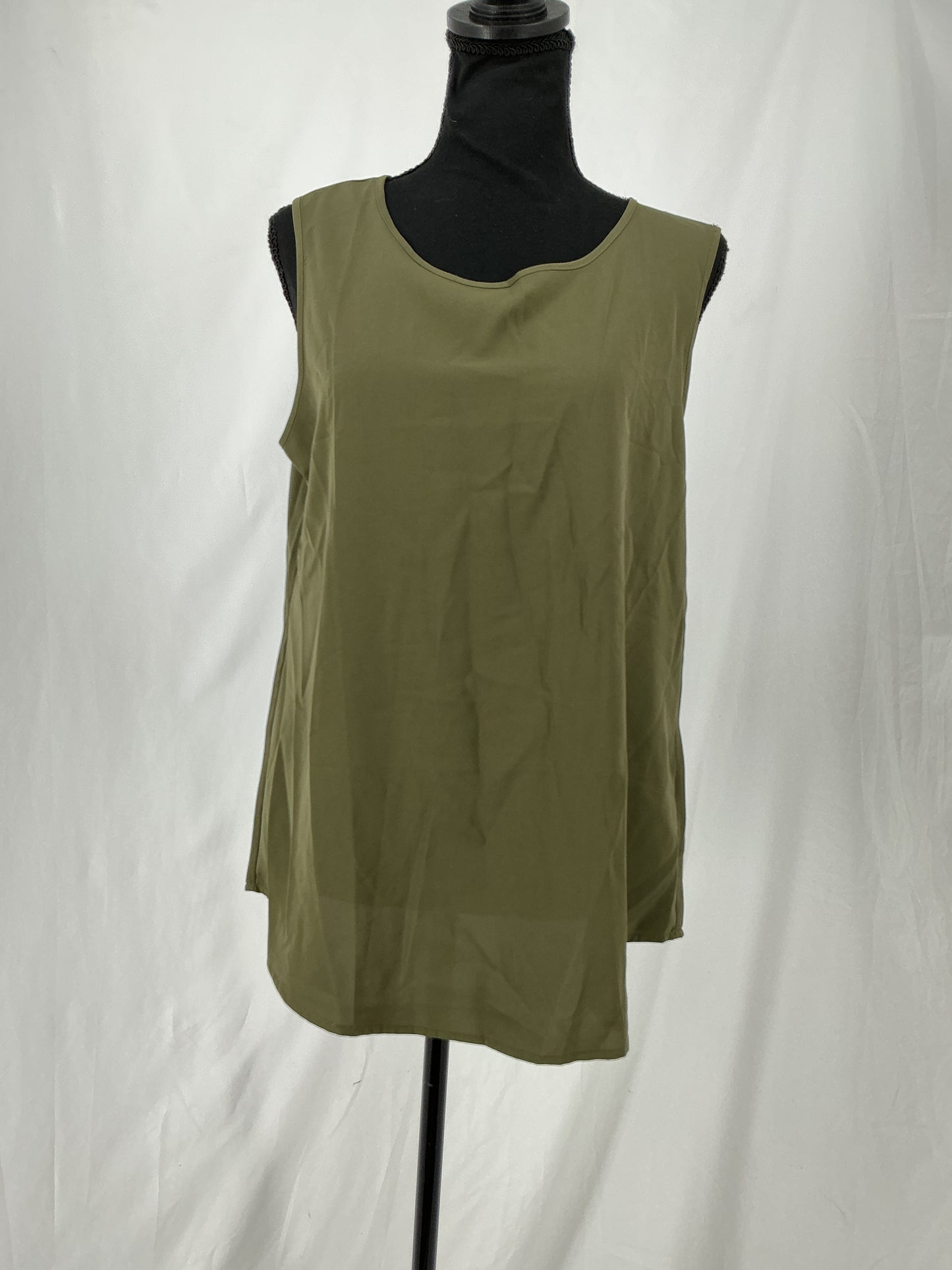 Army Green Minimalist Scoop Neck Sleeveless Blouse Size M