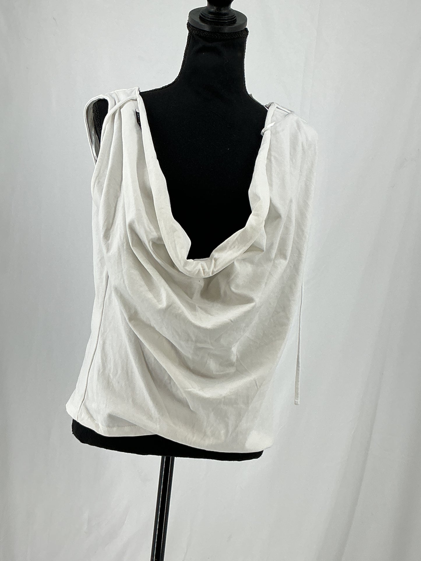 ZARA White Cotton Draped Neck Tank Top Size S
