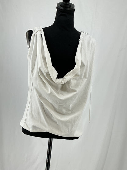 ZARA White Cotton Draped Neck Tank Top Size S