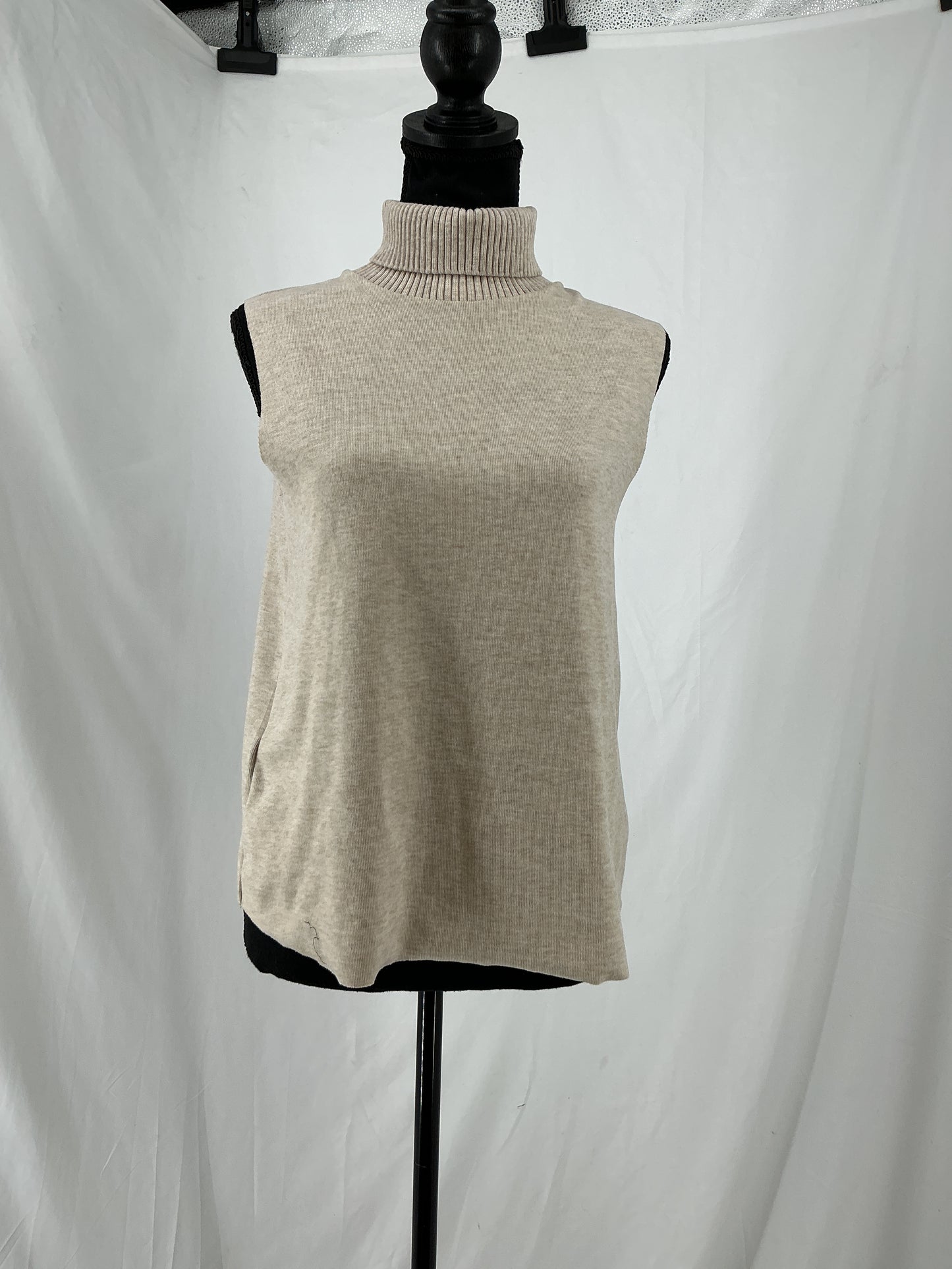 MNG Beige Knit Turtleneck Shell Top Size S