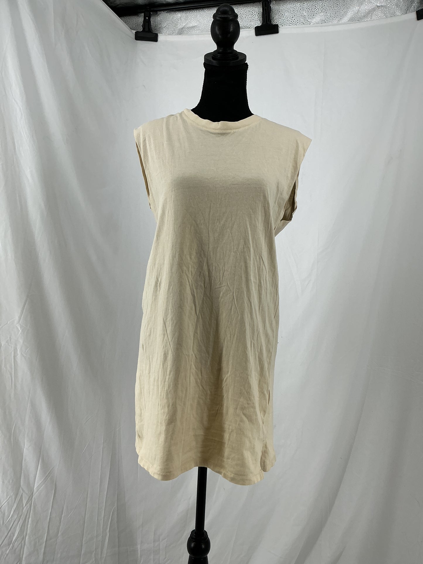 H&M Beige Minimalist Sleeveless T-Shirt Dress