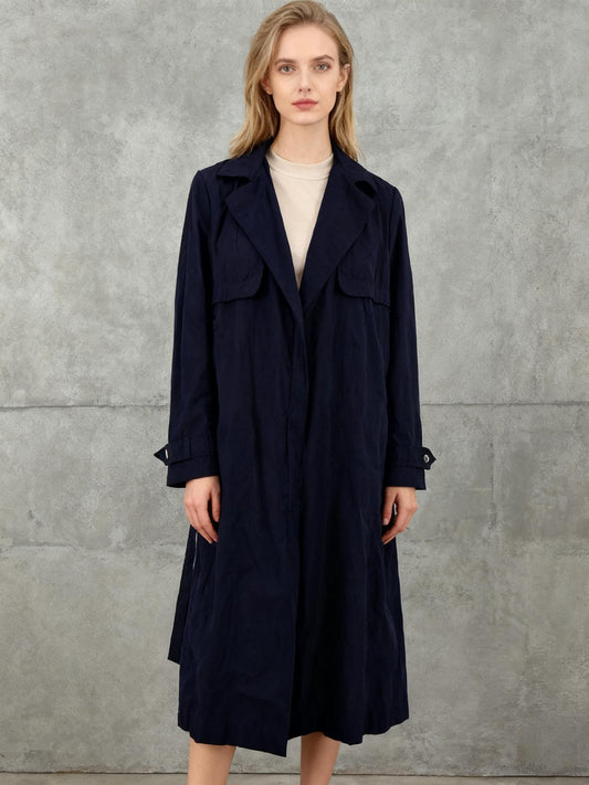 ZARA Dark Indigo Open Front Duster Coat Size 152cm