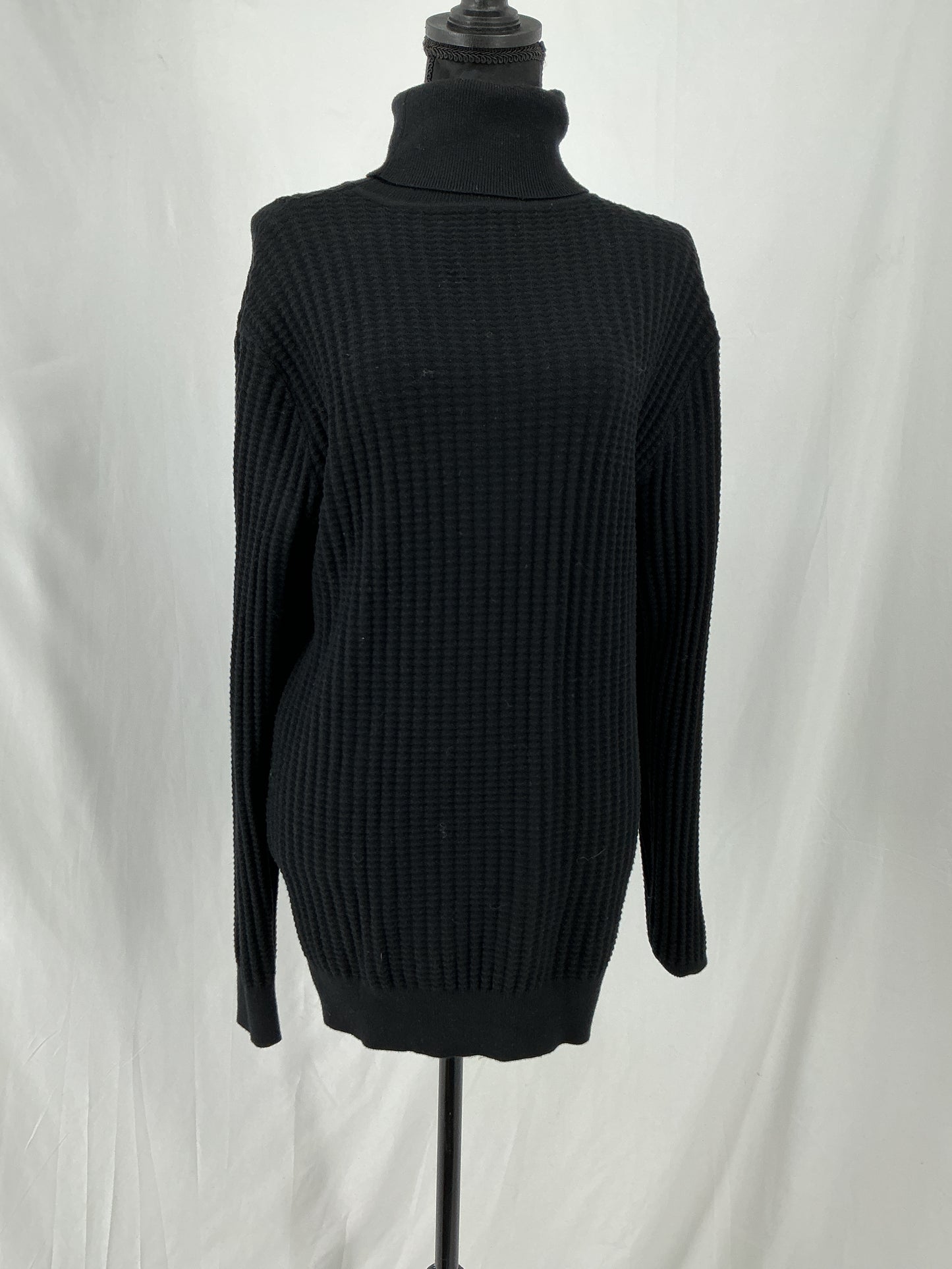 Black Chunky Rib Knit Turtleneck Sweater Size XL