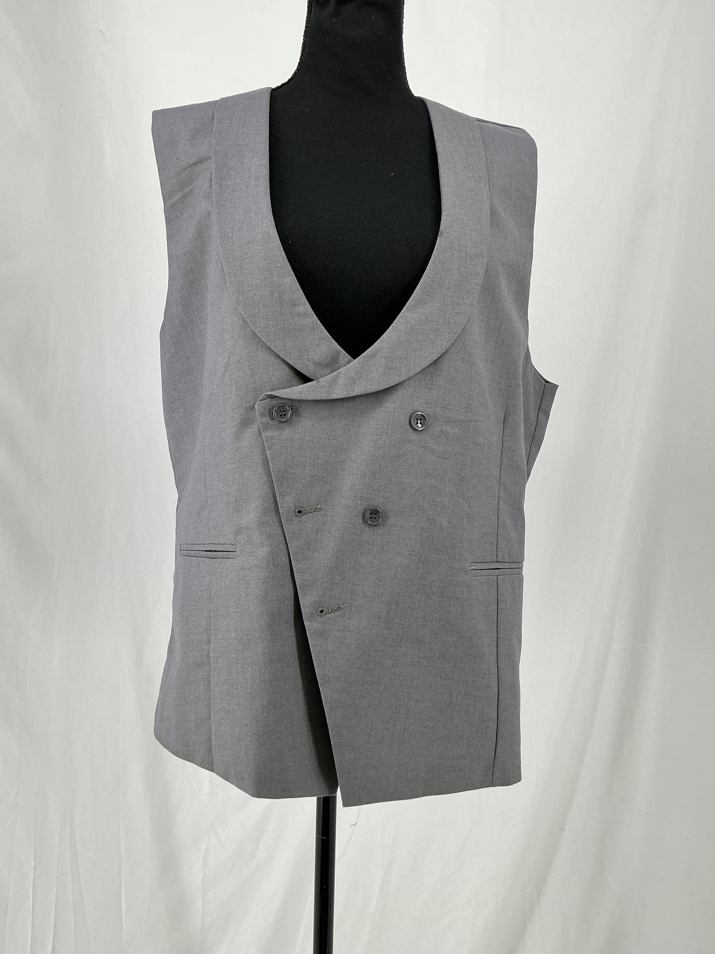 Grey Shawl Collar Double Breasted Suit Vest Size L