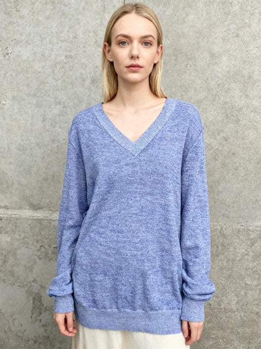 COOFANDY Heathered Lavender V-Neck Sweater Size M