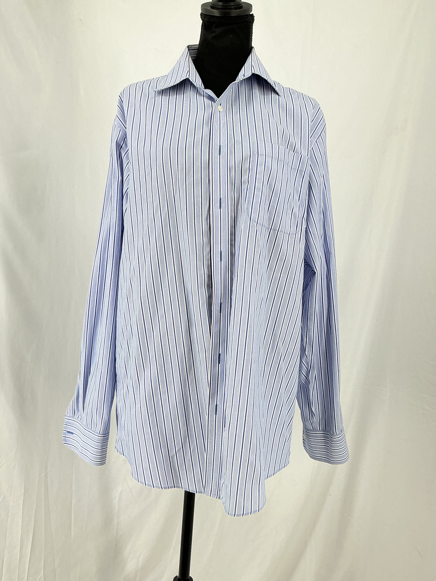 SMARTCARE Classic Blue Pinstripe Oversized Button-Down Shirt Size 35
