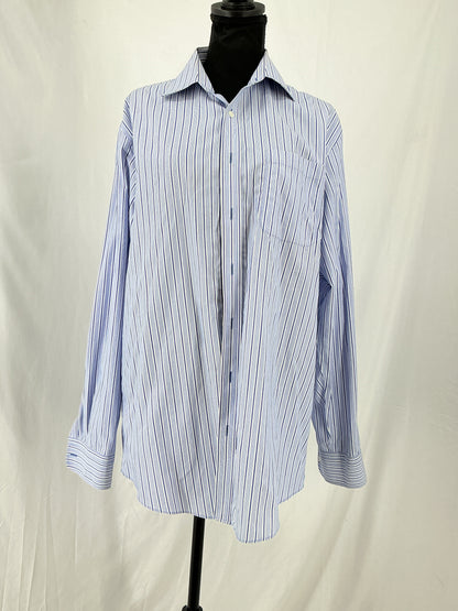 SMARTCARE Classic Blue Pinstripe Oversized Button-Down Shirt Size 35