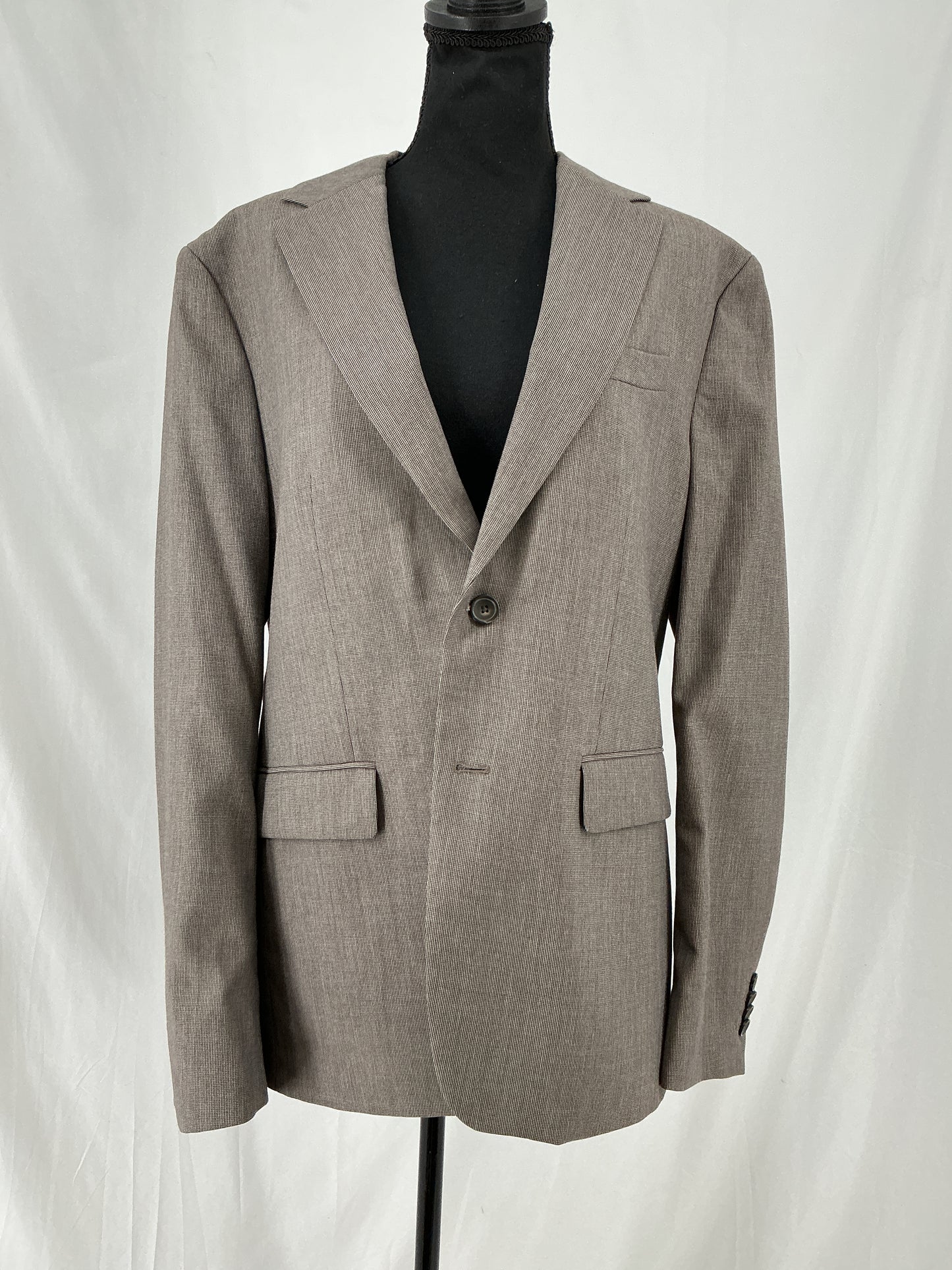 ZARA Tan Herringbone Weave Single-Button Blazer Size 40