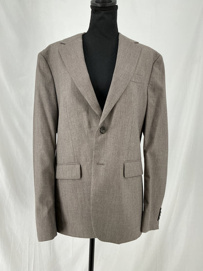 ZARA Tan Herringbone Weave Single-Button Blazer Size 40