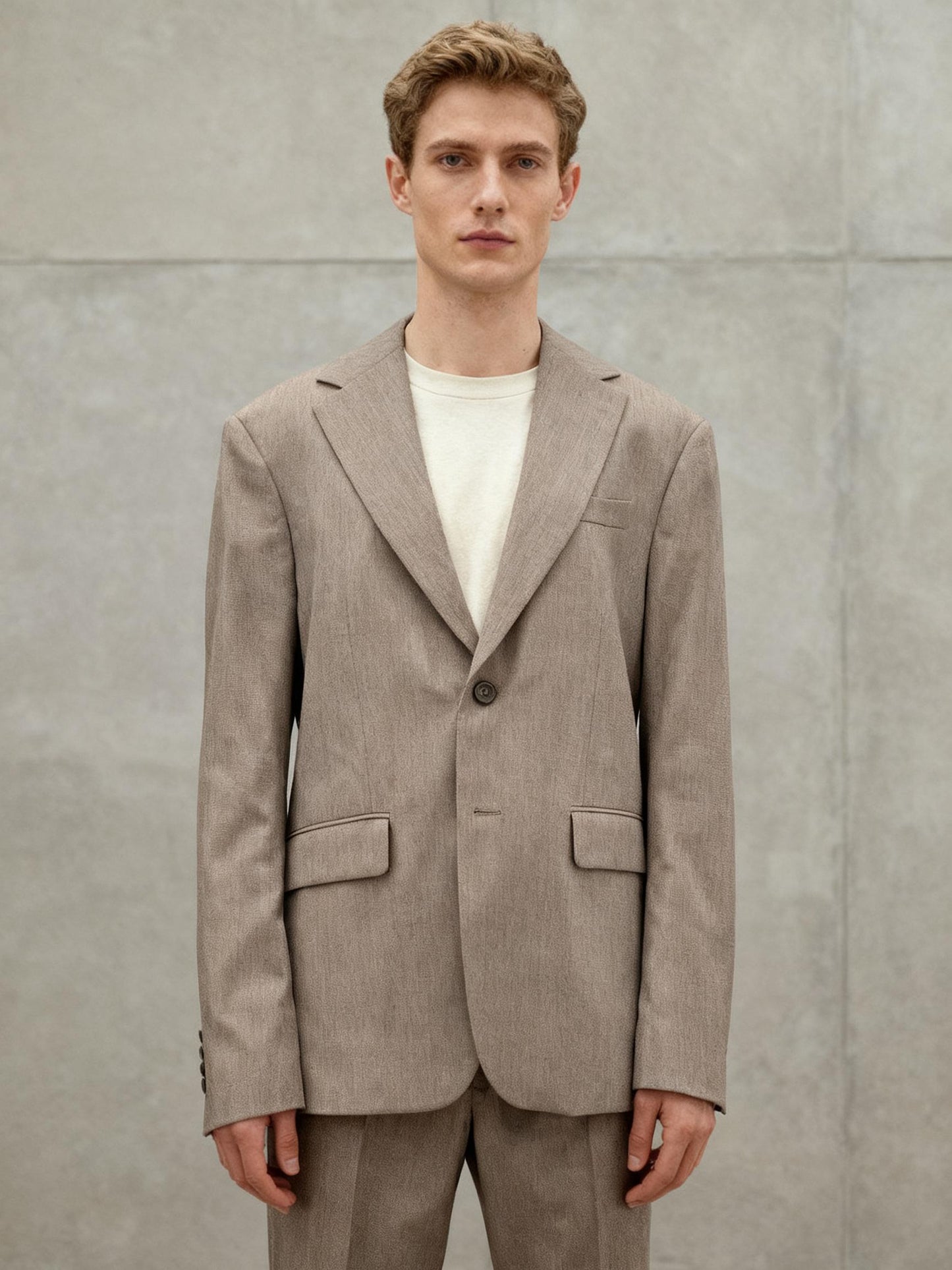 ZARA Tan Herringbone Weave Single-Button Blazer Size 40