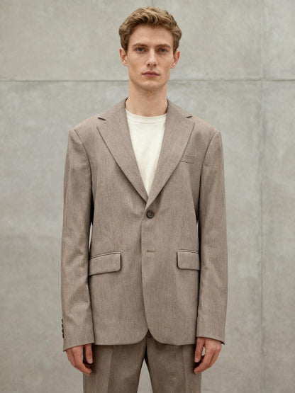 ZARA Tan Herringbone Weave Single-Button Blazer Size 40