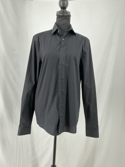 Black Fitted Long Sleeve Tailored Dress Shirt Size S