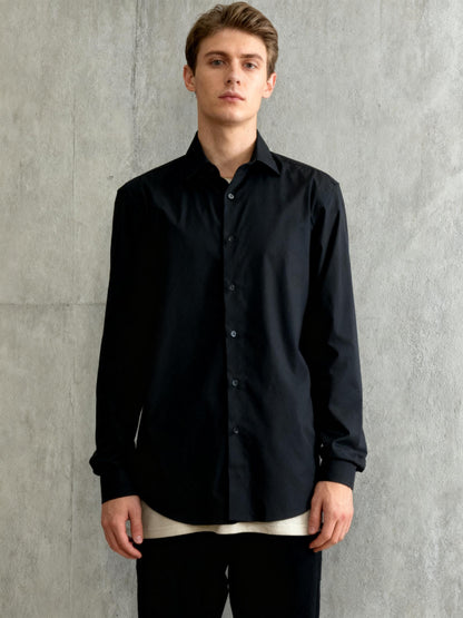 Black Fitted Long Sleeve Tailored Dress Shirt Size S