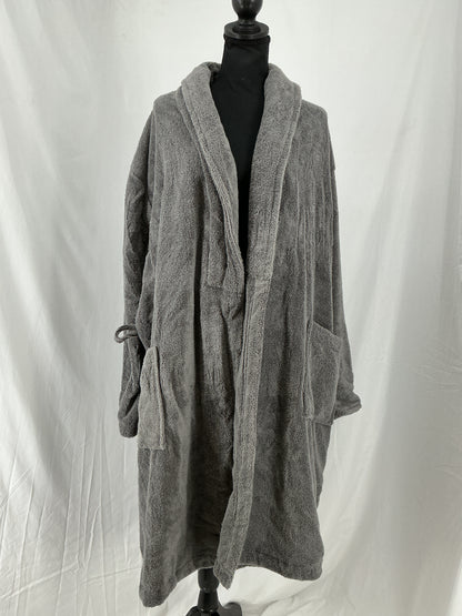 Gray Plush Hooded Bathrobe Size L/XL