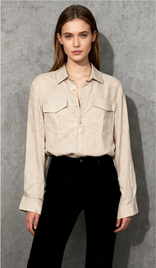 Linen Shirts for Women Summer Front Double Pockets Tops Tunic Linen Fabric Soft Breathable Blouses Fashion T ShirtSize L