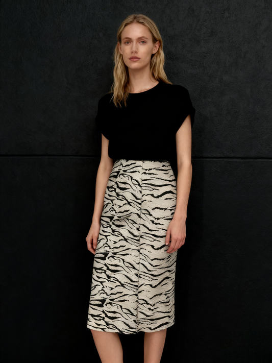 Women's White Skirt with Black Stripes – US Size 4