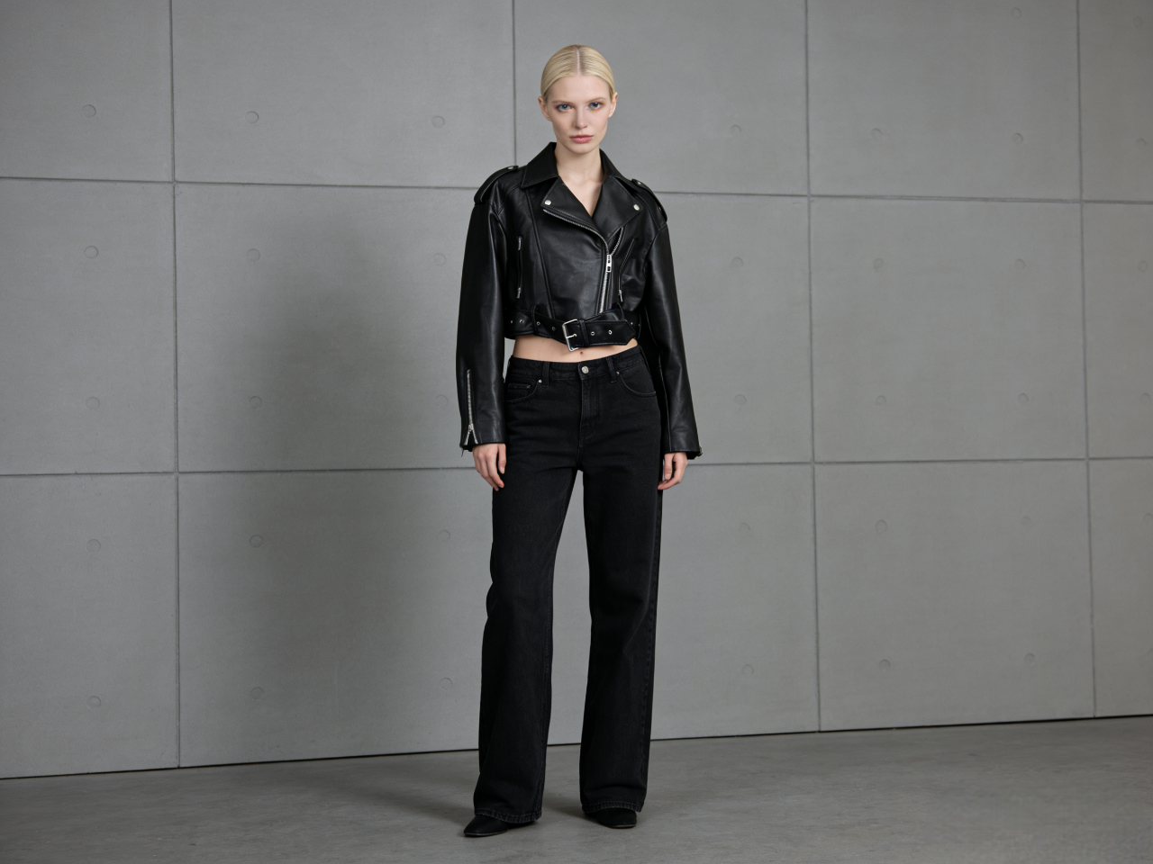 ZARA Black Leather Jacket Size S