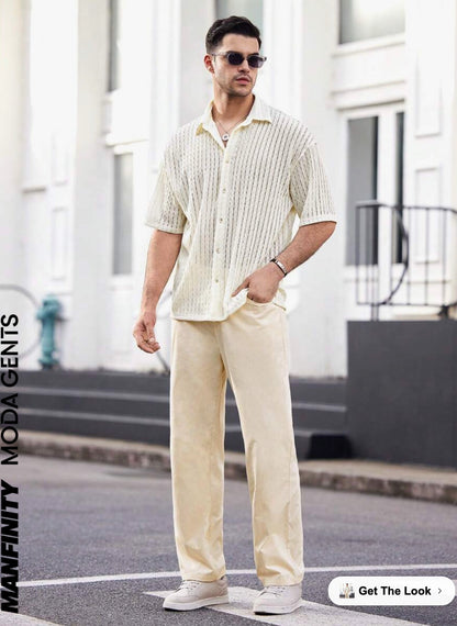 Manfinity ModaGents Men's Woven Integrated Casual Straight-Leg Pants For Daily WearSize L