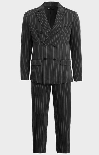 Manfinity ModaGents Men Pinstriped Print Double Breasted Blazer size L