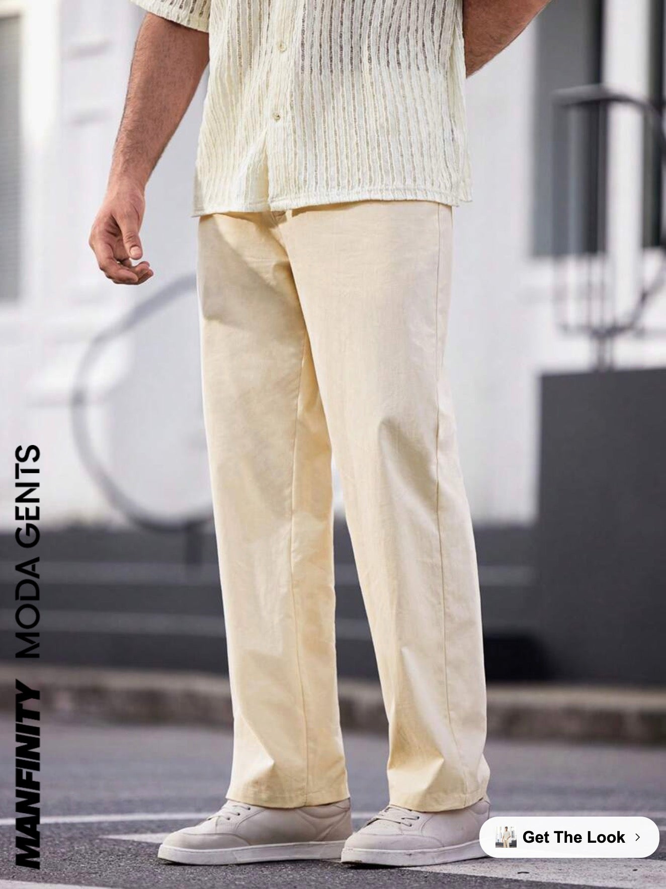 Manfinity ModaGents Men's Woven Integrated Casual Straight-Leg Pants For Daily WearSize L