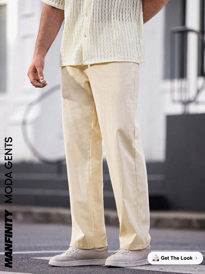 Manfinity ModaGents Men's Woven Integrated Casual Straight-Leg Pants For Daily WearSize L