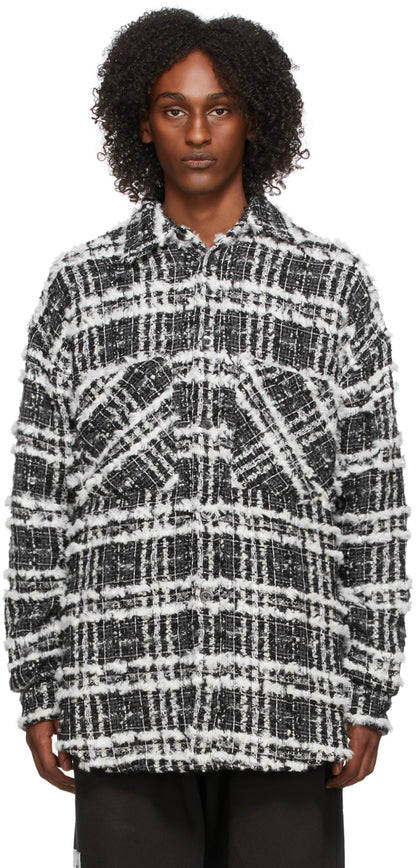 Faith Connexion Black & White Check Tweed Shirt Size S