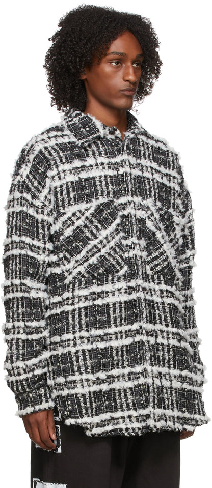 Faith Connexion Black & White Check Tweed Shirt Size S