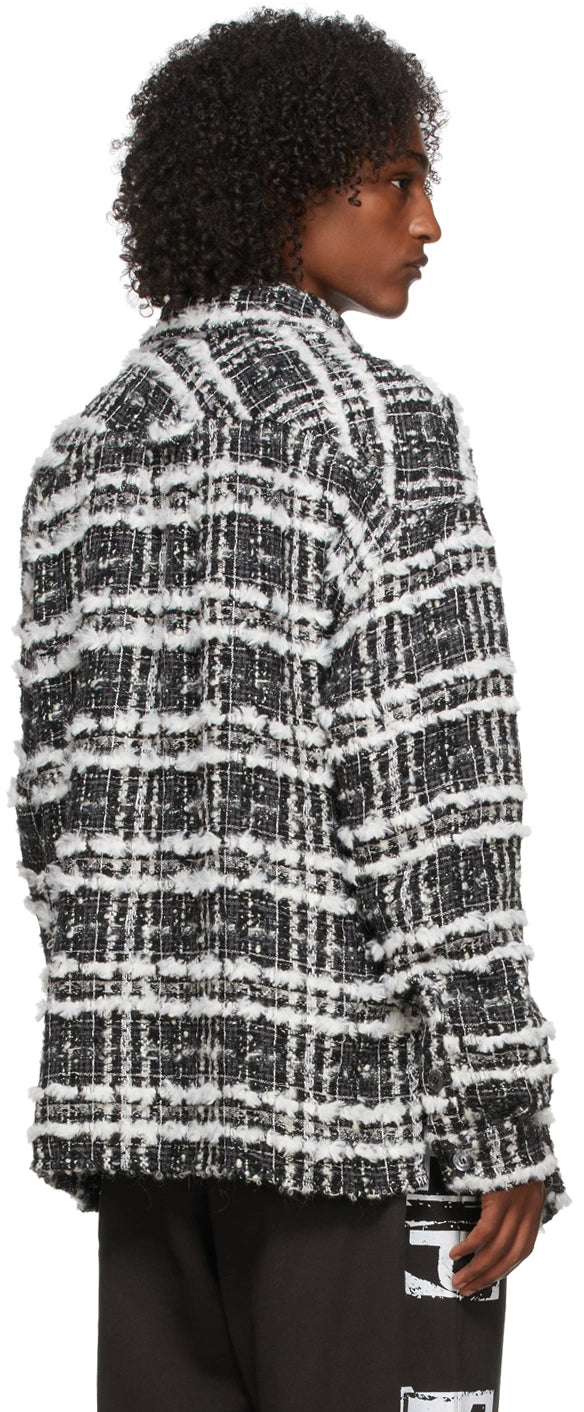 Faith Connexion Black & White Check Tweed Shirt Size S