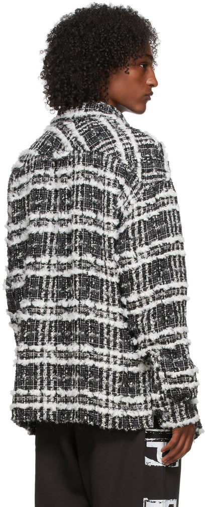 Faith Connexion Black & White Check Tweed Shirt Size S