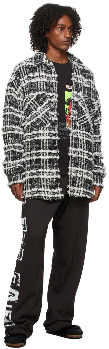 Faith Connexion Black & White Check Tweed Shirt Size S