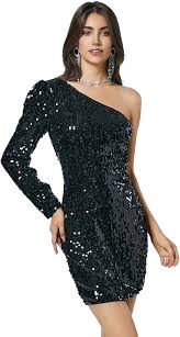 PrettyGuide Women's Sparkly Sequin Dress Adjustable Spaghetti Strap Shimmer Bodycon Mini Club Dresses Party Night Size S