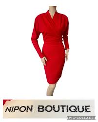 Women's Red Cross V Neck Irregular Hem Knit Dress Size M