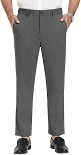 29" Men's Stretch Dress Pants Premium Comfort Classic Casual Business Work Pants for Men Golf Pants Slim Fit Suit Pants Grey size M