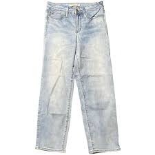 Athleta Women's Sculptek Straight Leg Ankle Jean Light Wash Distressed Size 30/32