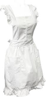 allydrew Retro White Cosplay Kitchen Maid Apron White Maid Apron  Size No