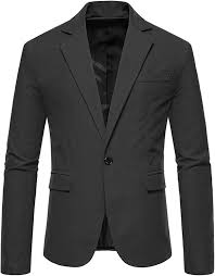 IEPOFG Men's Fitness Blazer Formal Business Professional Suit Coat One Button Notched Lapel Slim Fitness Wedding Party Size M