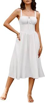 OCUH Mini Dress Bubble Dress Square Neck Tank Sleeveless Puffy Dress Slim Fit Romantic Dress Cocktail Dresses  Size M